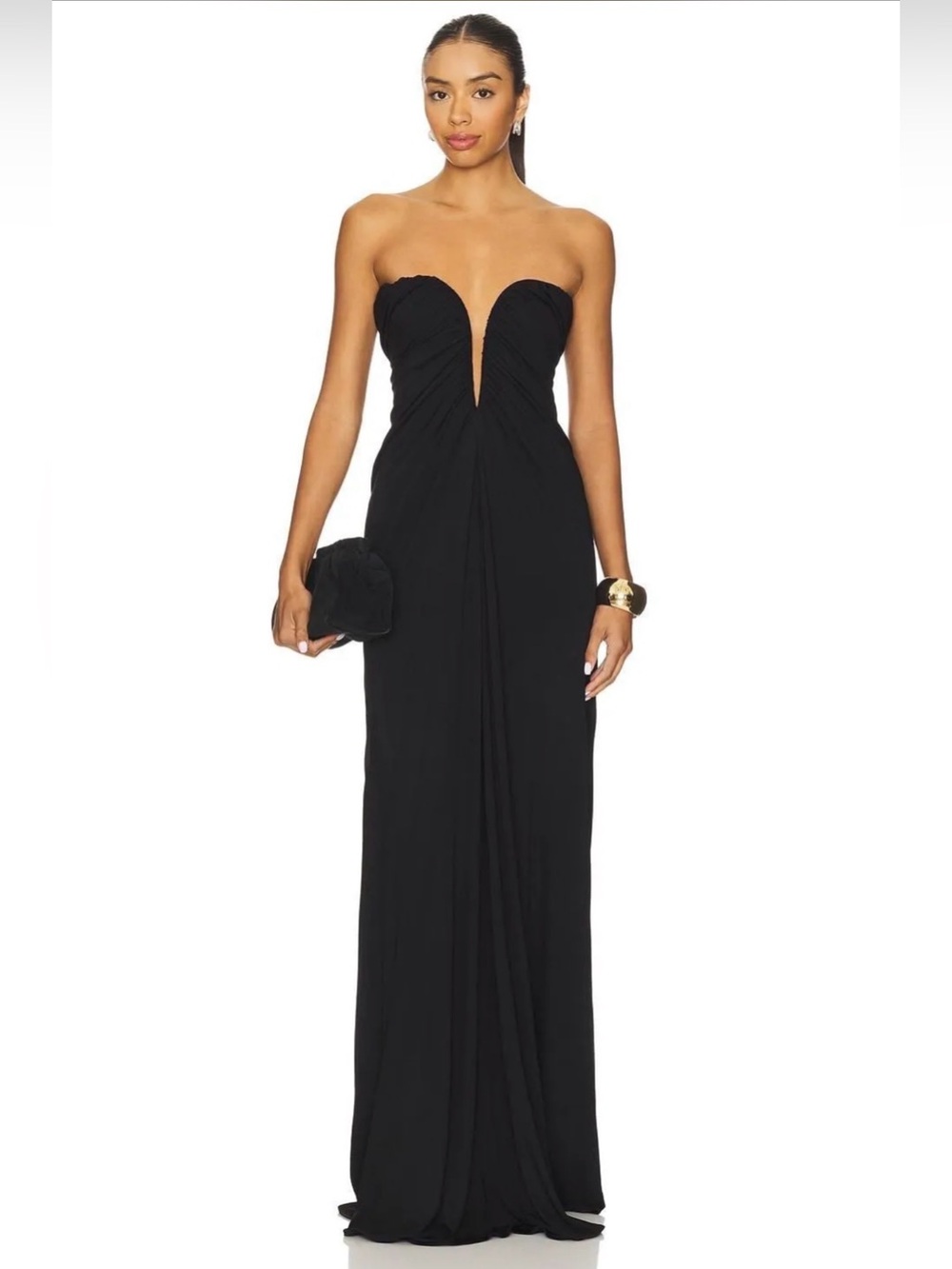 Atlein Bustier Ruched Gown in Black | Size 34 $1690 MSRP